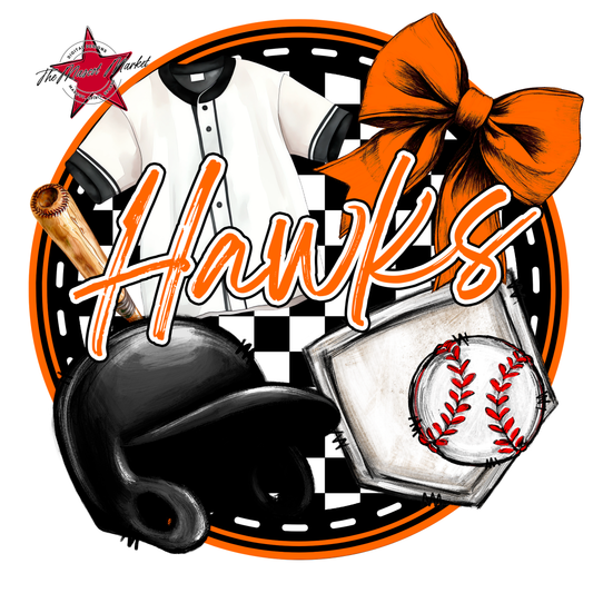 Hawks Circle Baseball Design-Orange