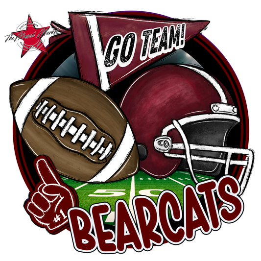 Bearcats Circle Football Design-Maroon