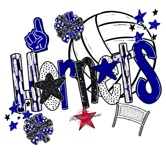 Hornets Volleyball Scrape-Blue