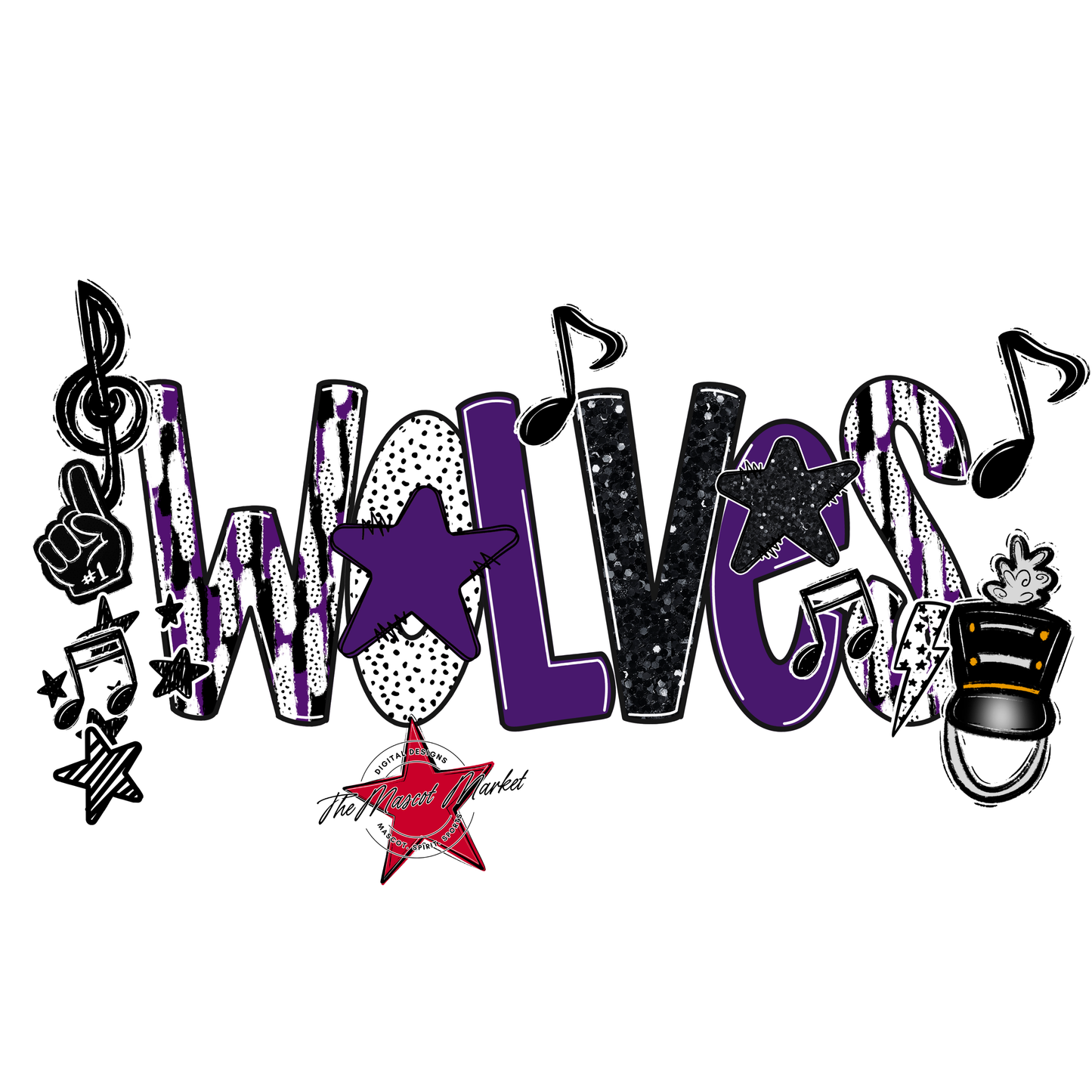 Wolves Band Scrape-Purple