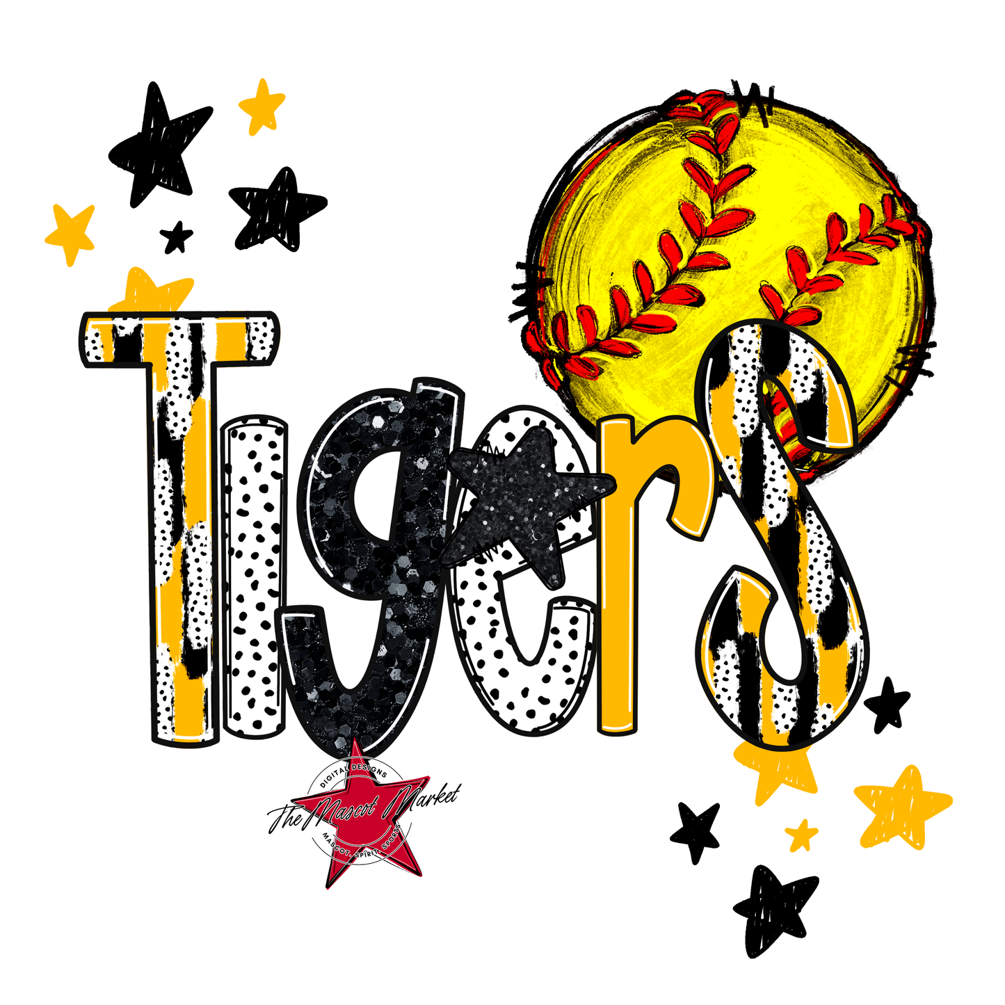 Tigers Softball Scrape-Yellow