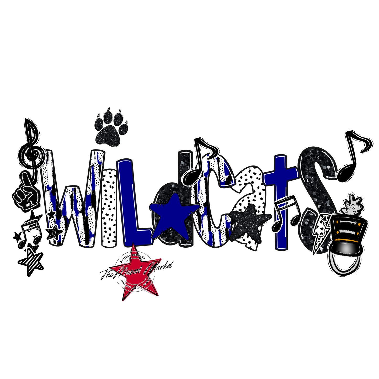 Wildcats Band Scrape-Blue