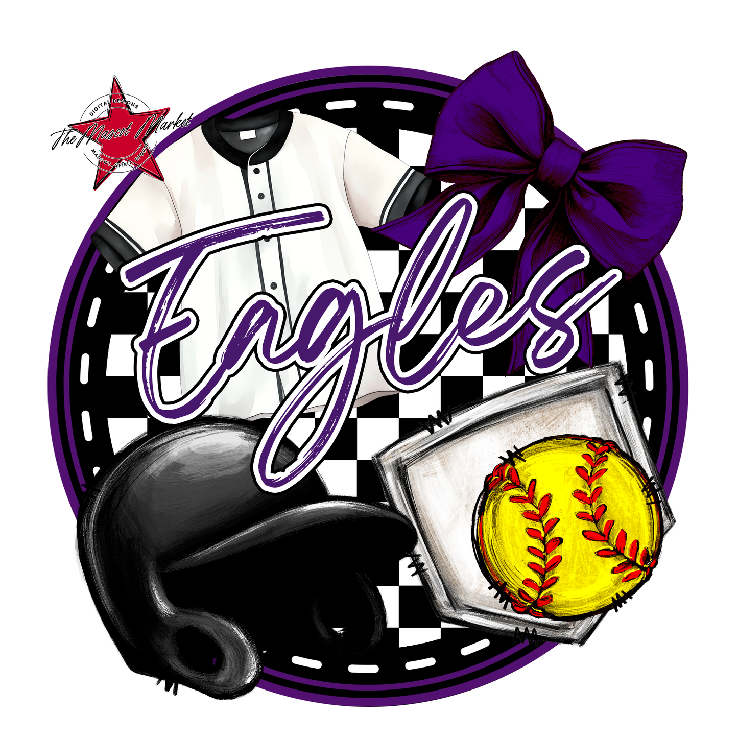 Eagles Circle Softball Design-Purple