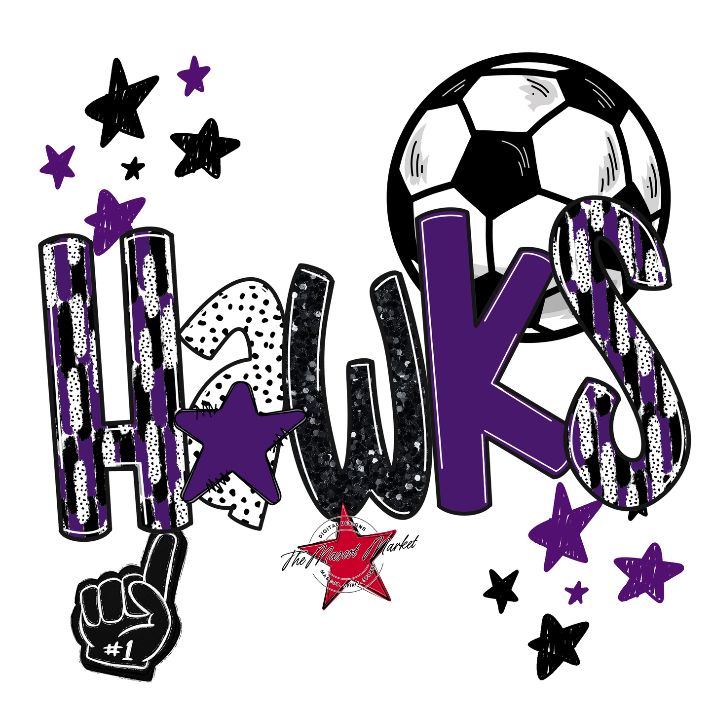 Hawks Soccer Scrape-Purple