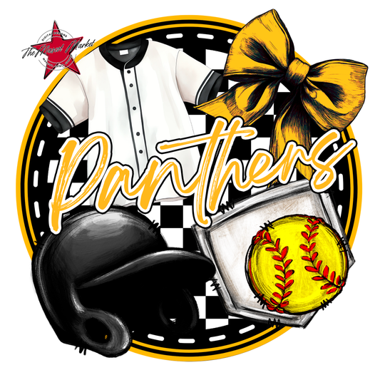 Panthers Circle Softball Design-Yellow