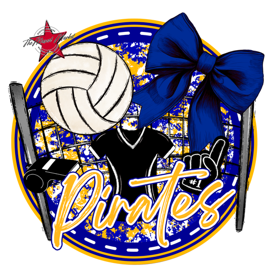 Pirates Circle Volleyball Design-Blue-Yellow
