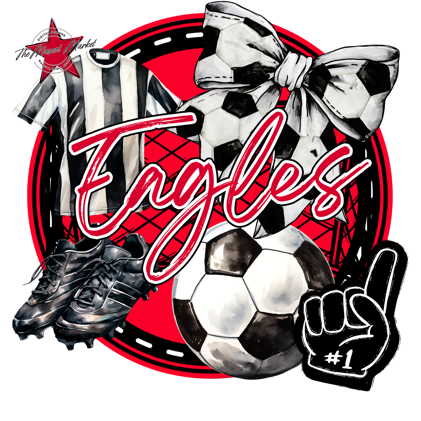 Eagles Circle Soccer Design-Red