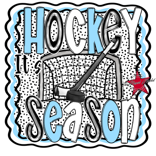 It's Hockey Season Dot Design-Columbia Blue