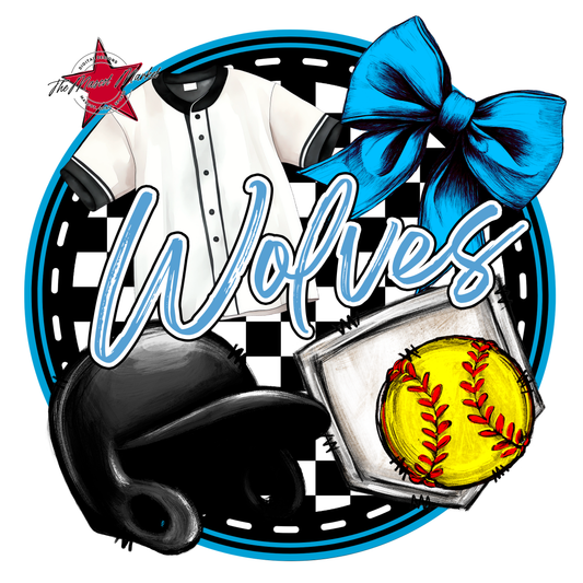 Wolves Circle Softball Design-Carolina Blue