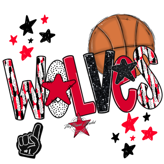 Wolves Basketball Scrape-Red