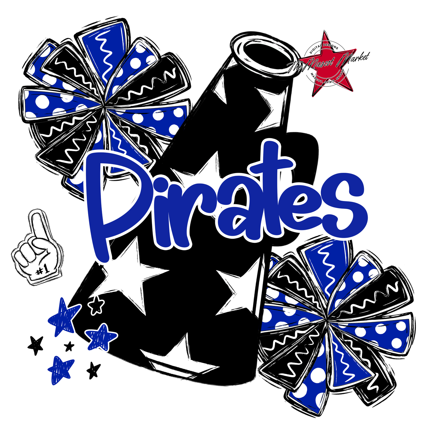 Pirates Alpha Megaphone Design-Royal Blue