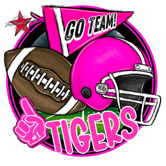 Tigers Circle Football Design-Pink