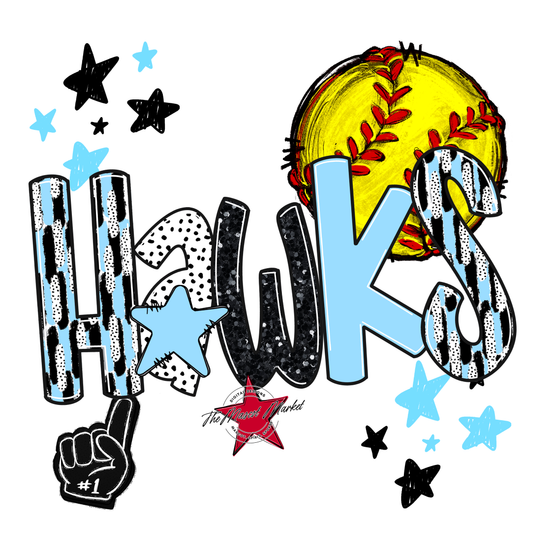 Hawks Softball Scrape-Columbia Blue