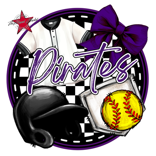 Pirates Circle Softball Design-Purple