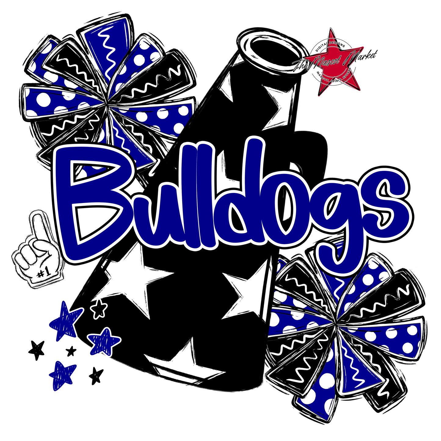 Bulldogs Alpha Megaphone Design-Blue