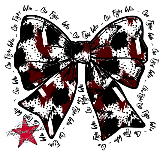Go, Fight, Win, Splatter Bow Design-Maroon