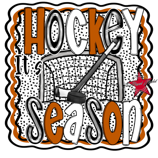It's Hockey Season Dot Design-Burnt Orange