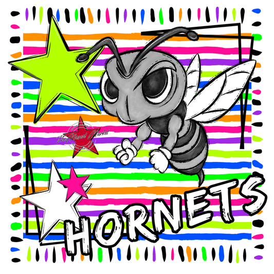 Hornets Mascot Frame-Neon White