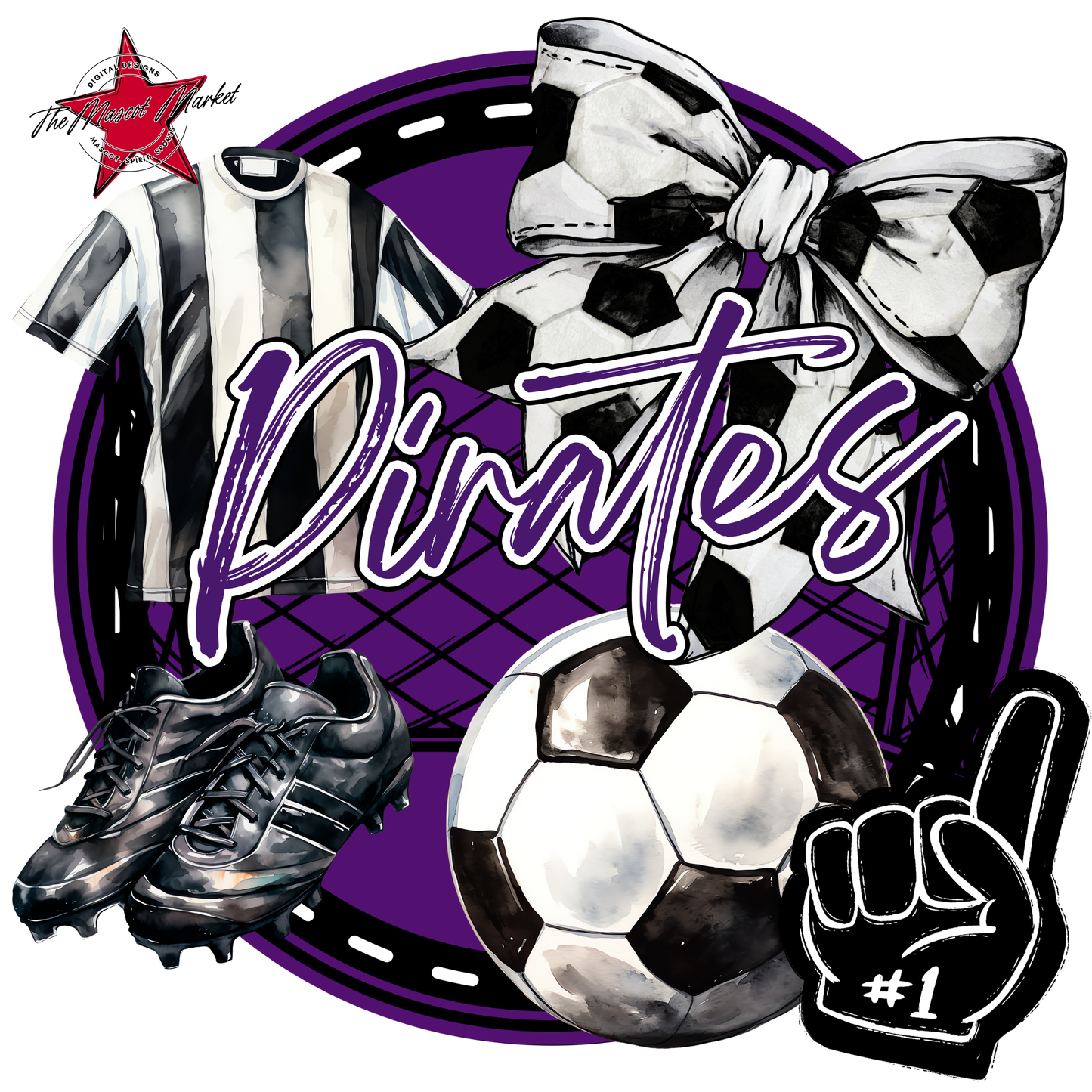 Pirates Circle Soccer Design-Purple