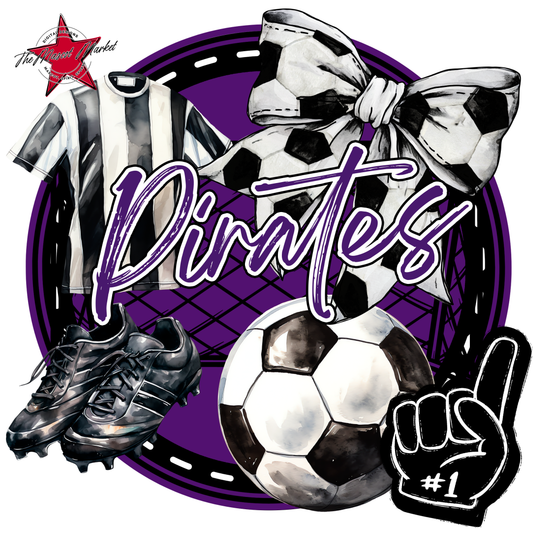 Pirates Circle Soccer Design-Purple