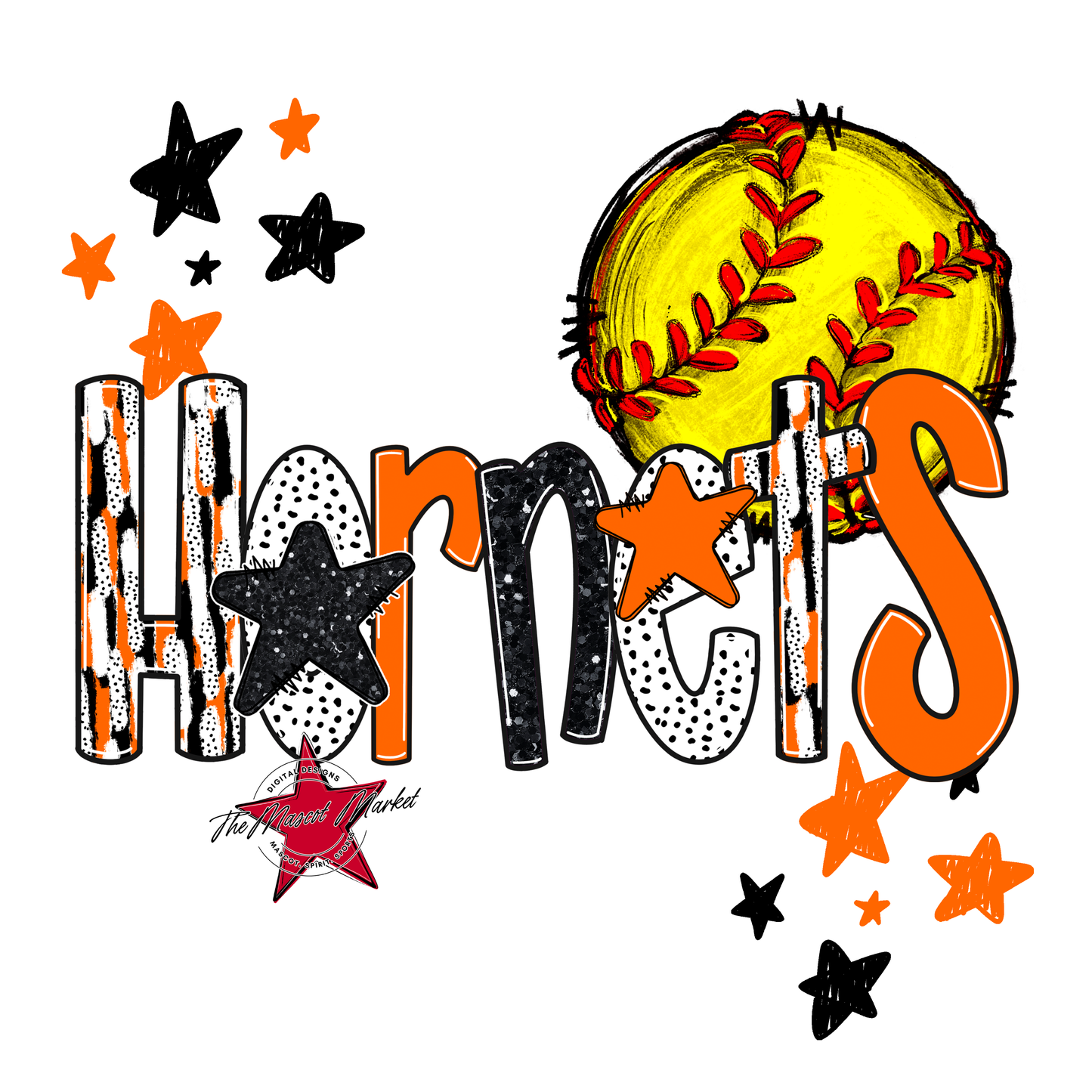 Hornets Softball Scrape-Orange