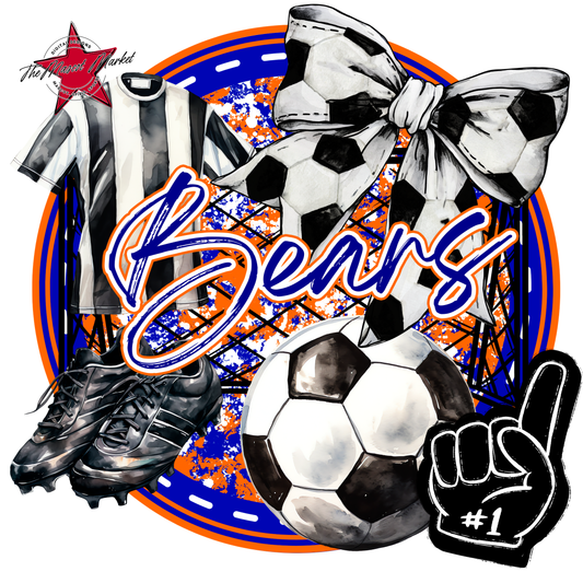 Bears Circle Soccer Design-Blue-Orange
