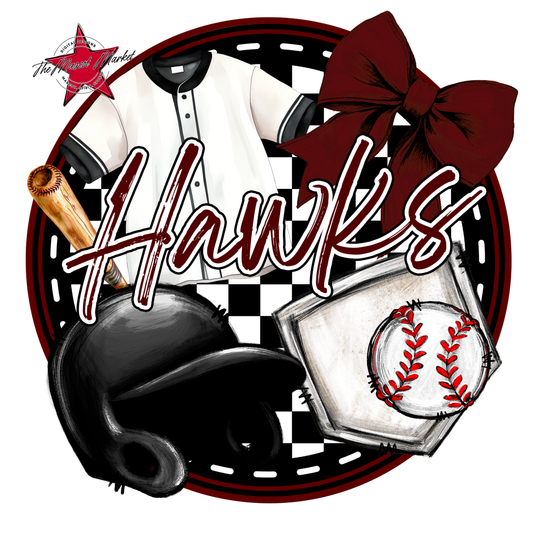 Hawks Circle Baseball Design-Maroon