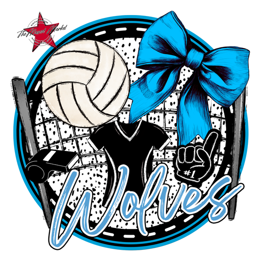 Wolves Circle Volleyball Design-Carolina Blue
