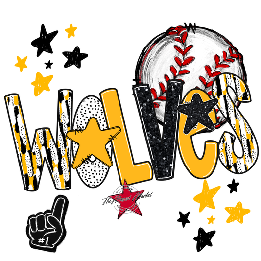 Wolves Baseball Scrape-Yellow