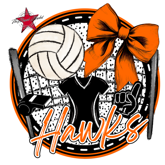Hawks Circle Volleyball Design-Orange