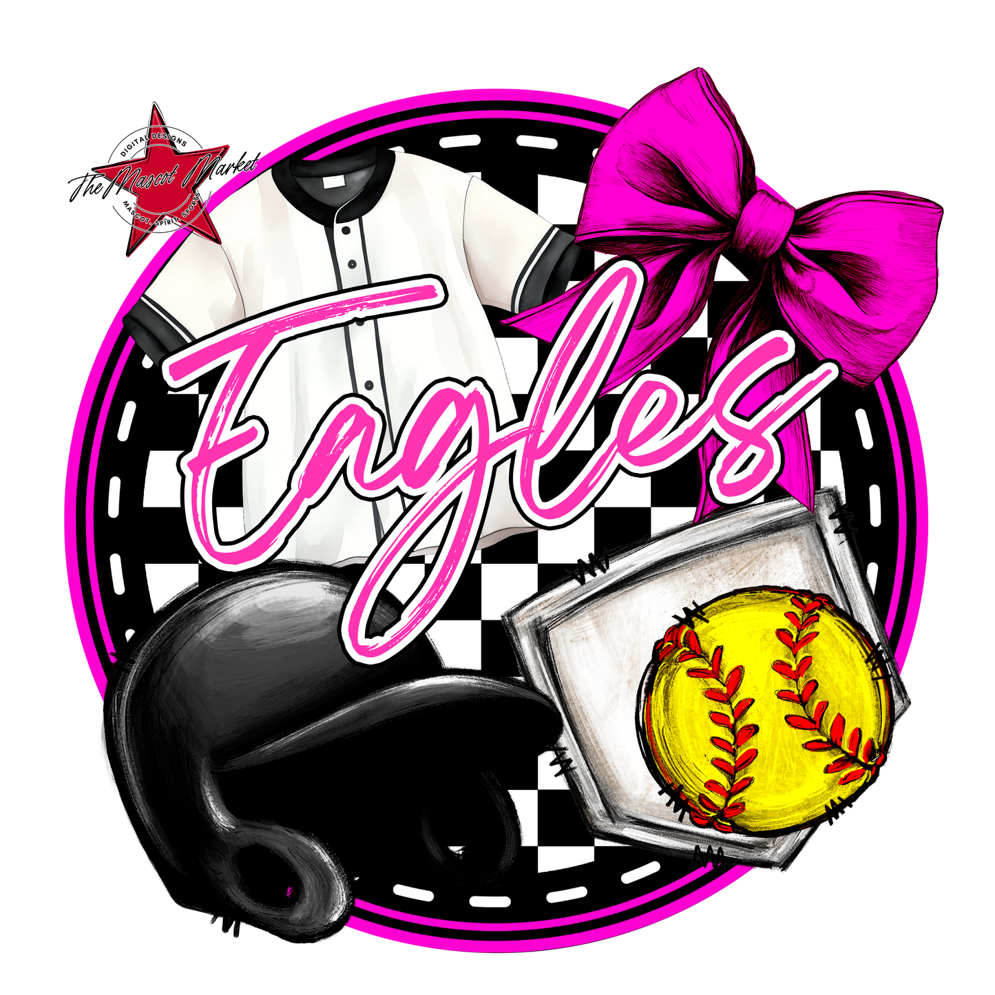 Eagles Circle Softball Design-Pink