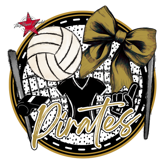 Pirates Circle Volleyball Design-Gold