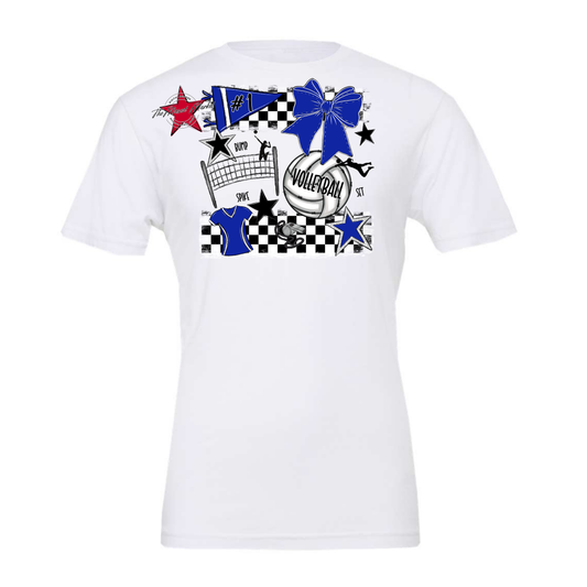 Volleyball Checkers Spirit Design-Royal Blue