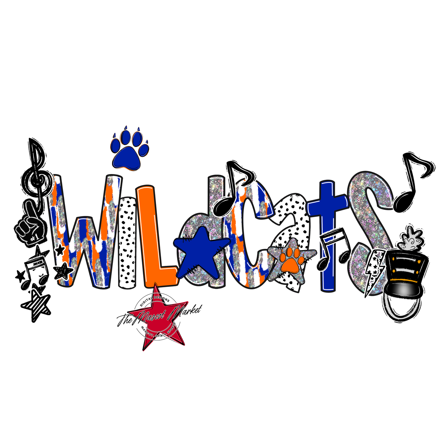 Wildcats Band Scrape-Blue-Orange