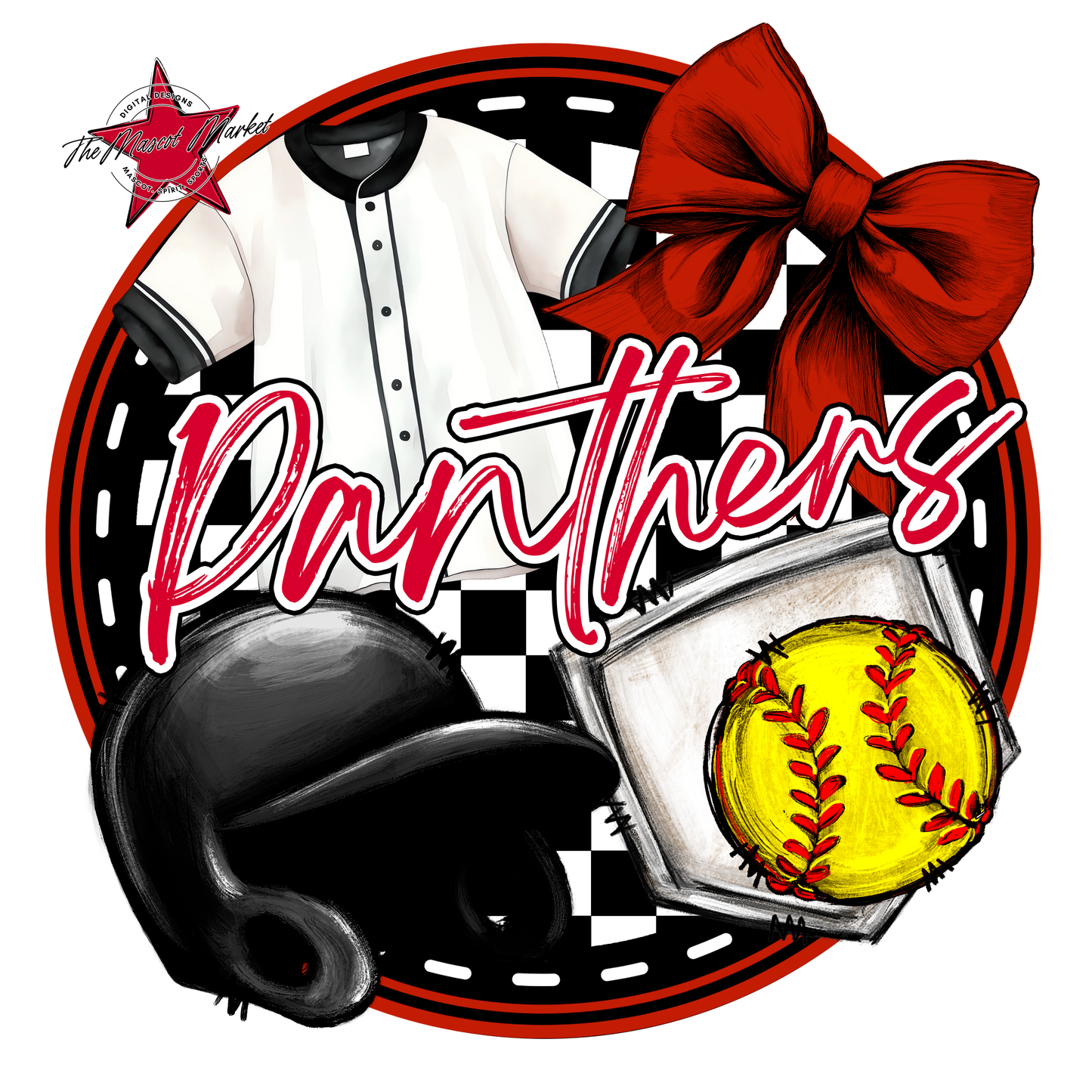 Panthers Circle Softball Design-Red