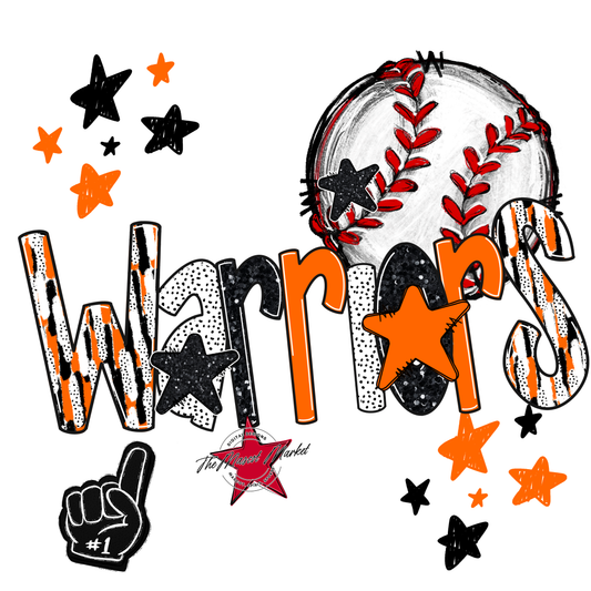Warriors Baseball Scrape-Orange