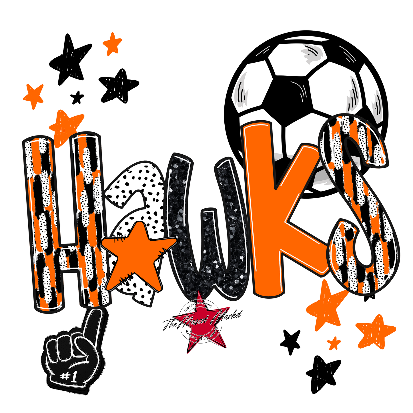 Hawks Soccer Scrape-Orange