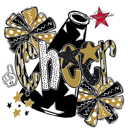 Cheer Megaphone Scrape Black-Gold