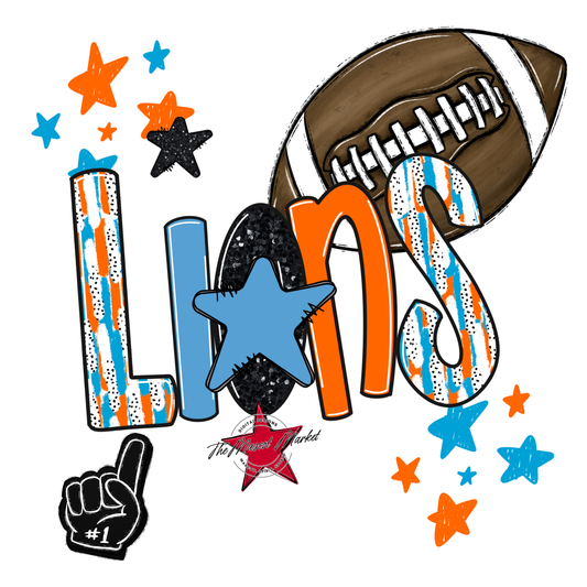 Lions Football Scrape-Carolina Blue-Orange