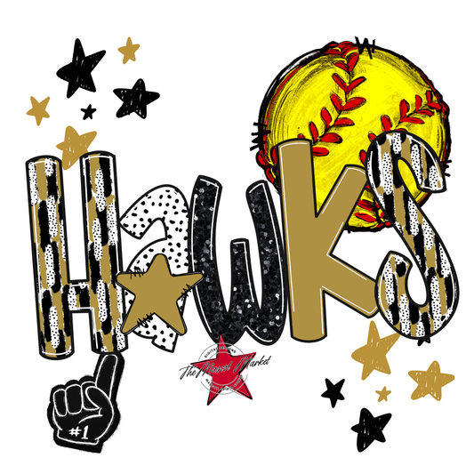 Hawks Softball Scrape-Gold