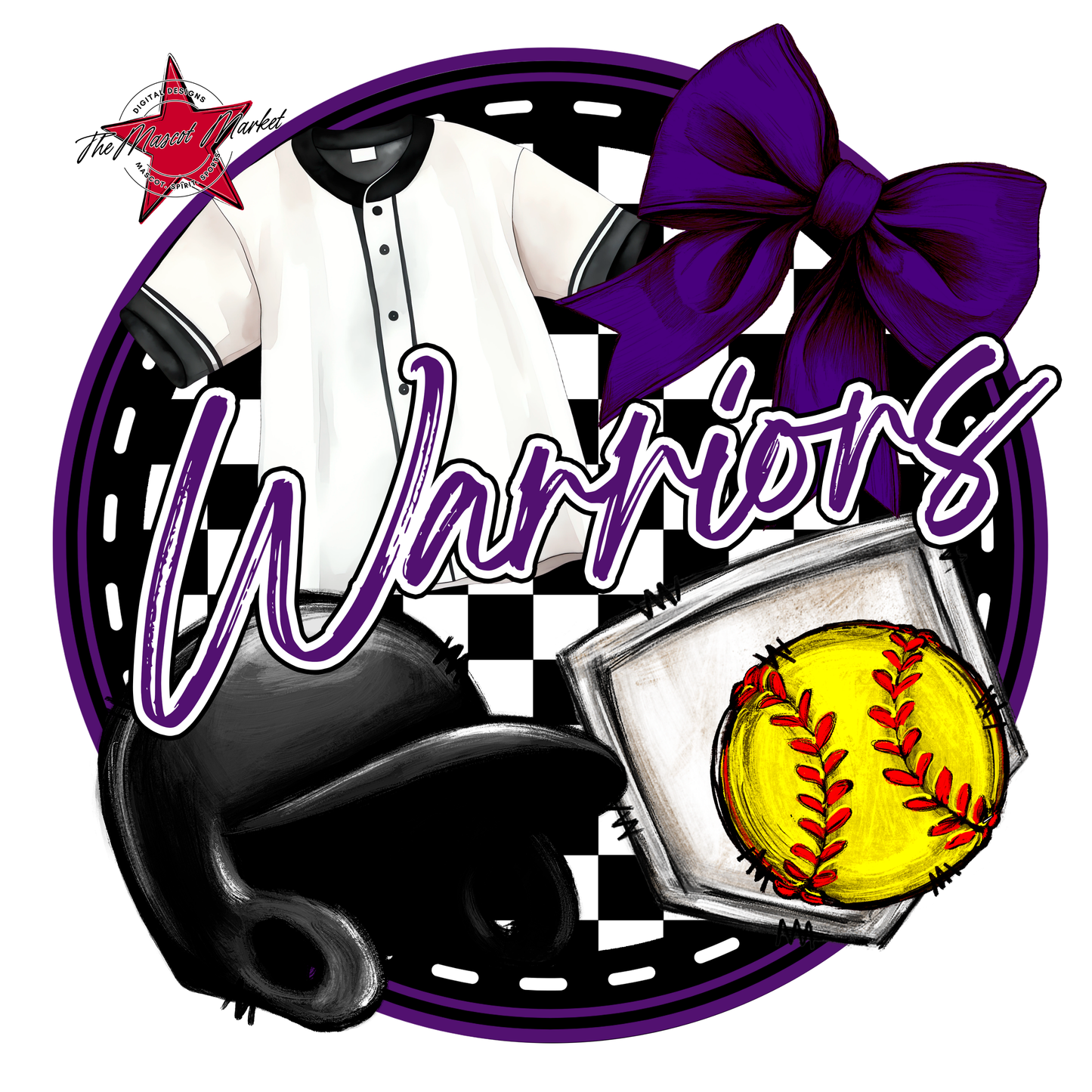 Warriors Circle Softball Design-Purple