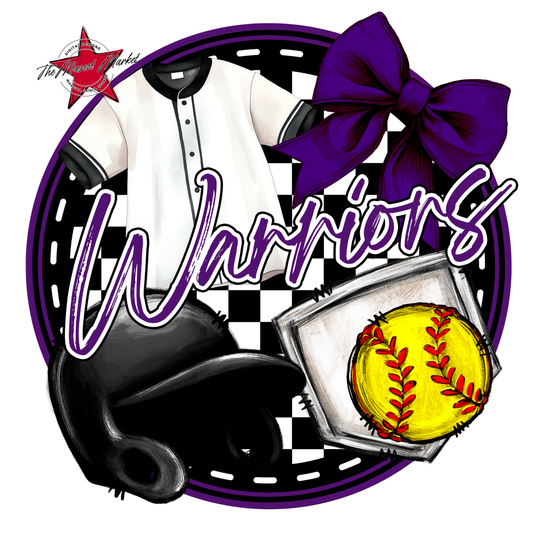 Warriors Circle Softball Design-Purple