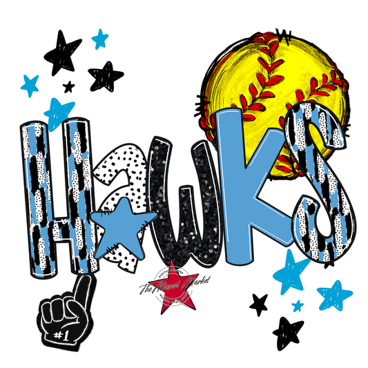 Hawks Softball Scrape-Carolina Blue