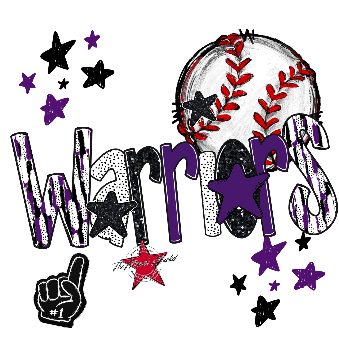 Warriors Baseball Scrape-Purple