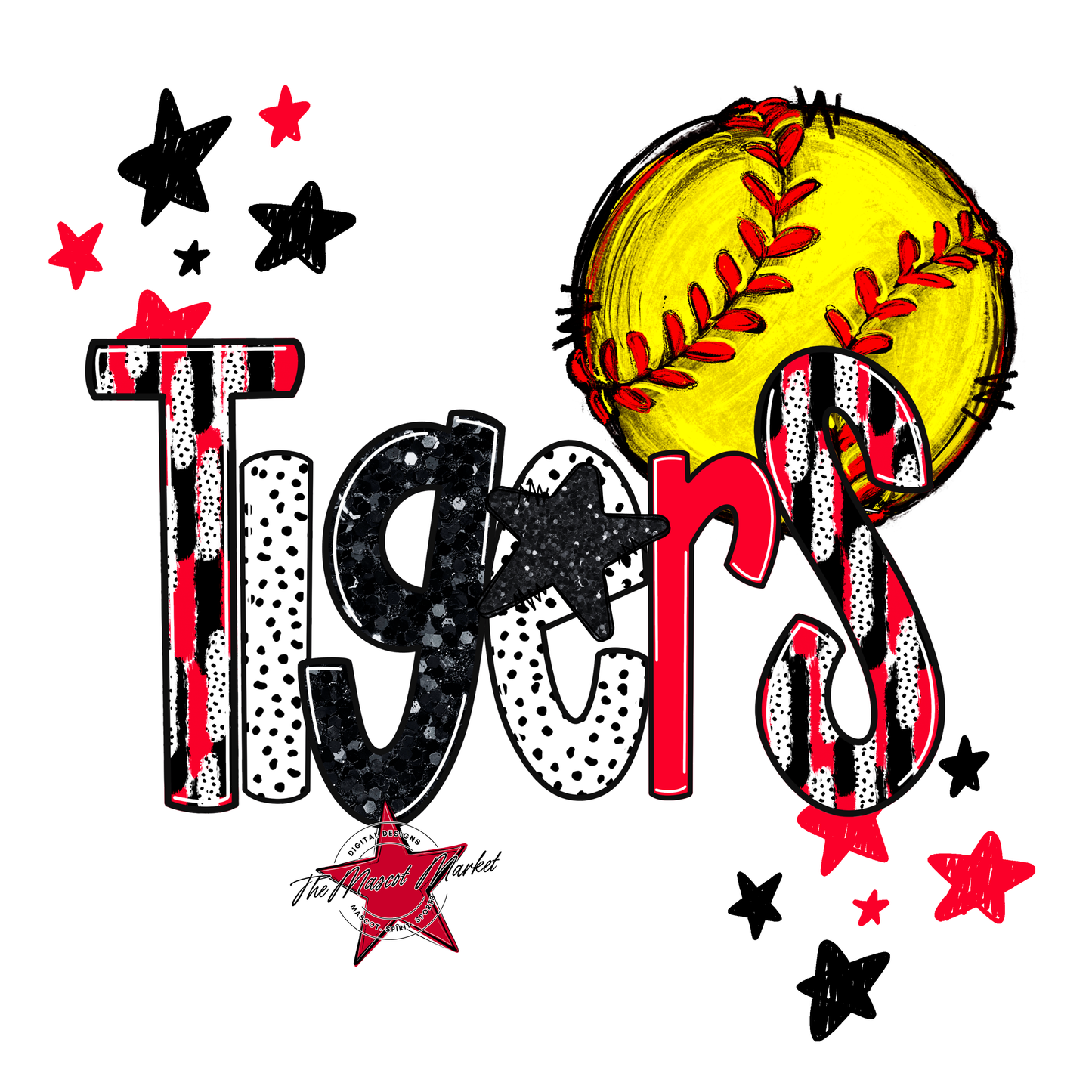 Tigers Softball Scrape-Red