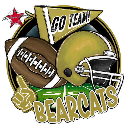 Bearcats Circle Football Design-Gold