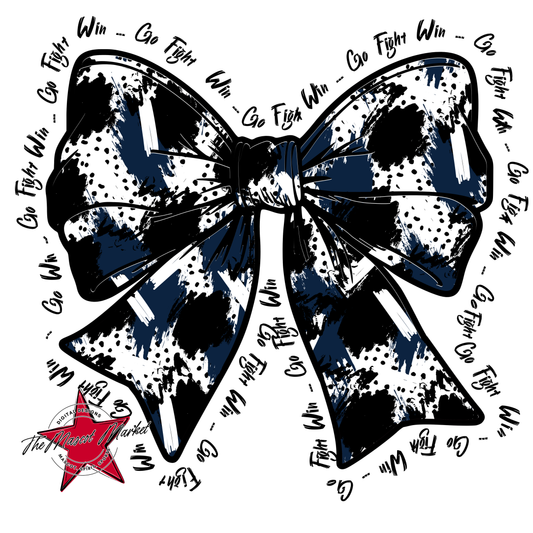 Go, Fight, Win, Splatter Bow Design-Navy