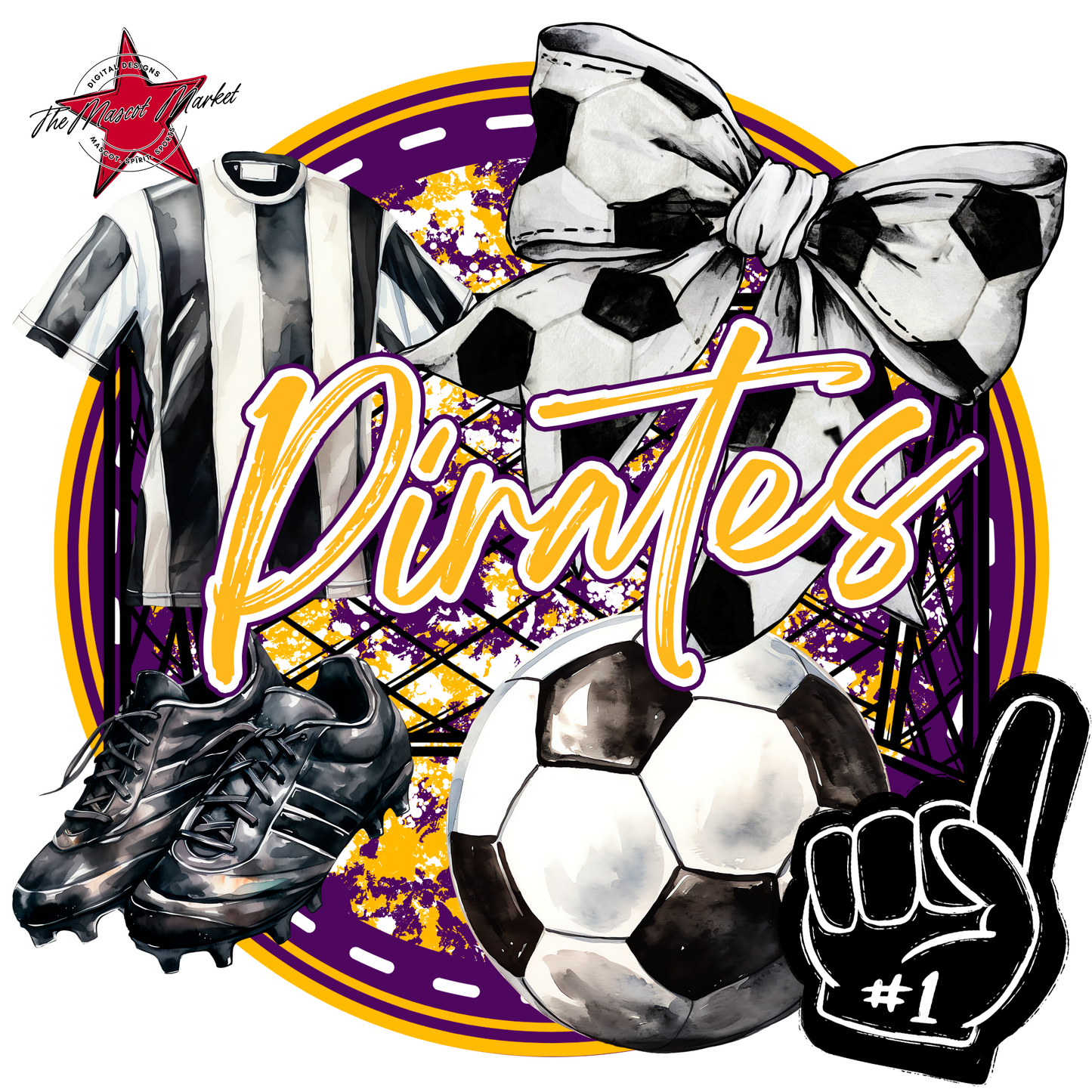 Pirates Circle Soccer Design-Purple-Yellow