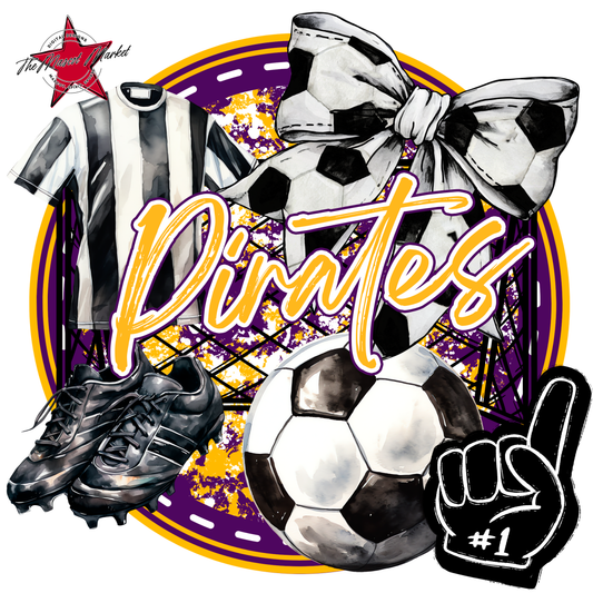 Pirates Circle Soccer Design-Purple-Yellow