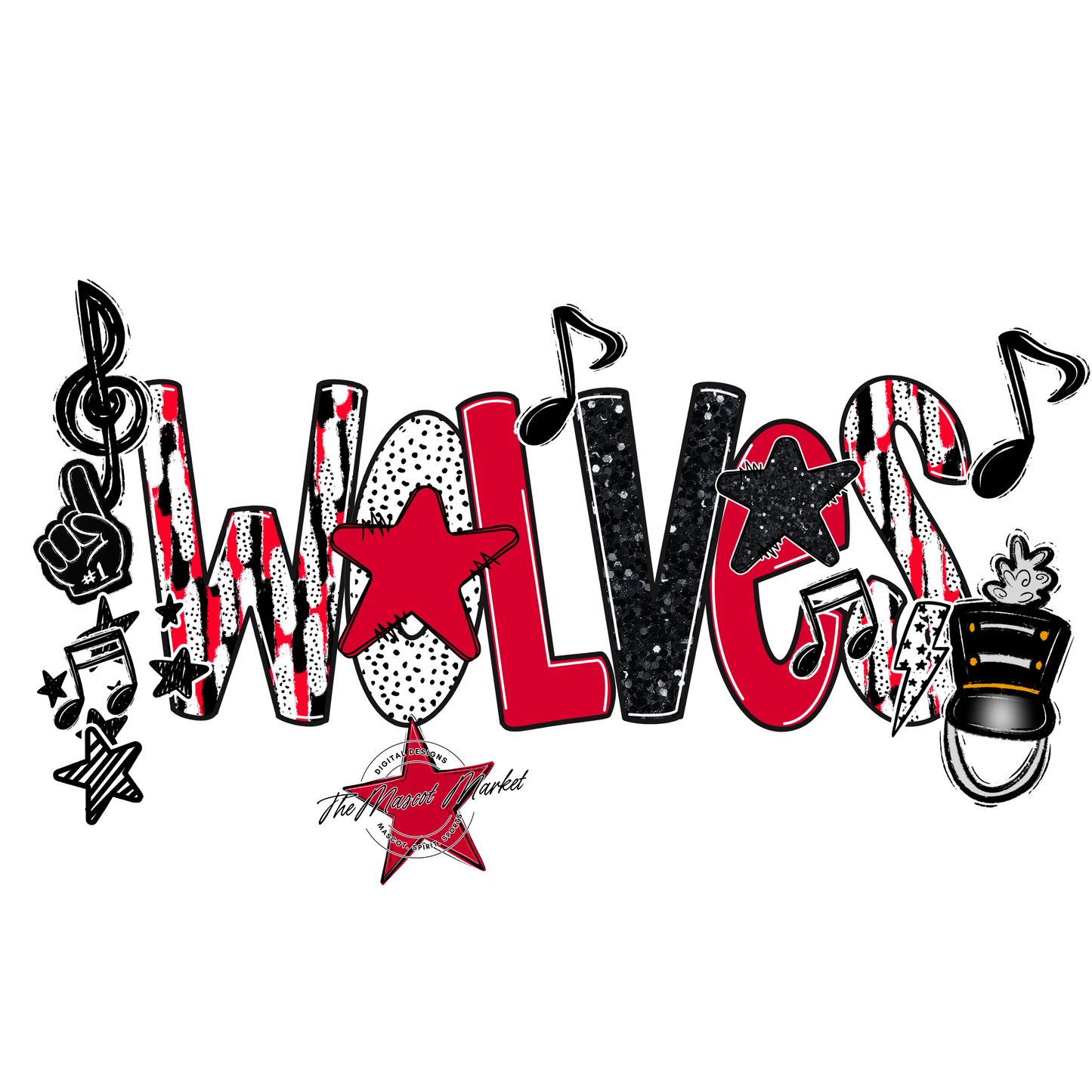 Wolves Band Scrape-Red